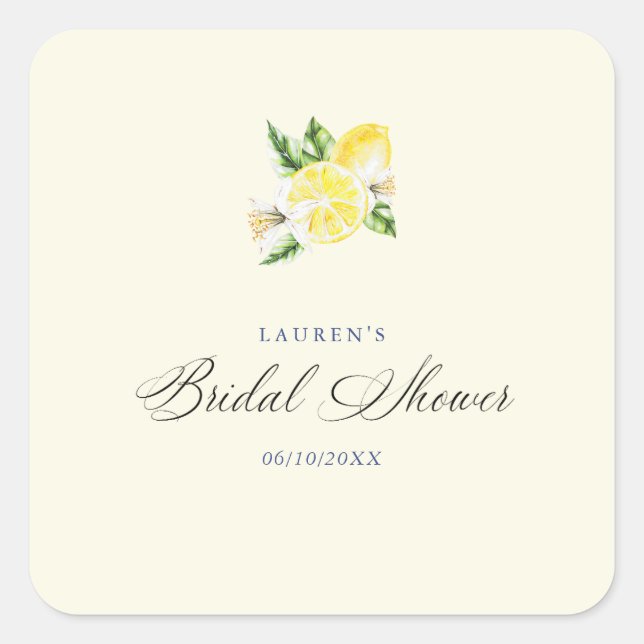 Lemon Mediterranean bridal shower italian  Square Sticker (Front)