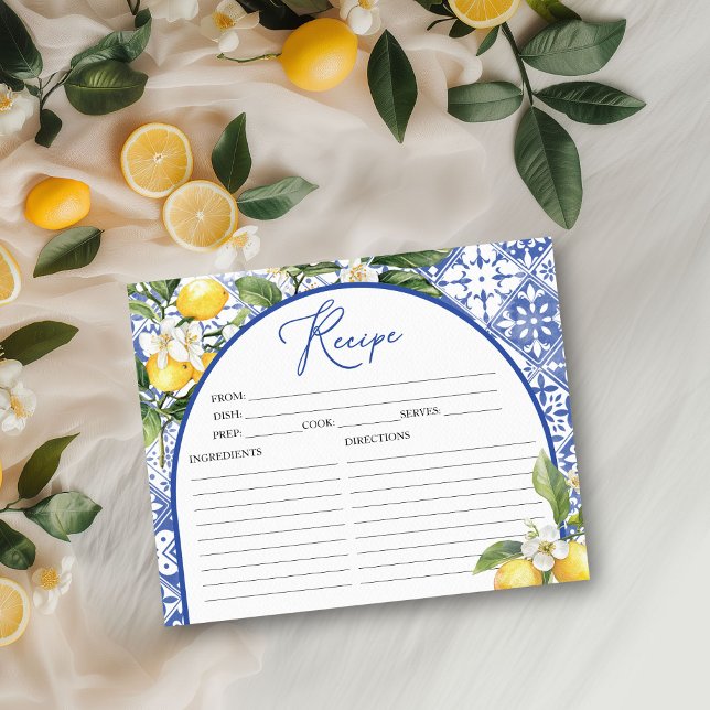 Lemon Mediterranean Bridal Shower Recipe Cards (Creator Uploaded)