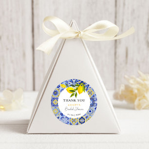 Lemon Mediterranean Bridal Shower Thank You Classic Round Sticker