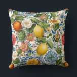 Lemon Mediterranean Decorative Throw Pillow<br><div class="desc">Add a decorative accent to your home with this throw pillow featuring an original artistic pattern design. Inspired by botanical elements, vintage illustration, and decorative art styles, this design brings a touch of creativity and elegance to any space. Professionally printed through Zazzle, this pillow is perfect for enhancing sofas, beds,...</div>