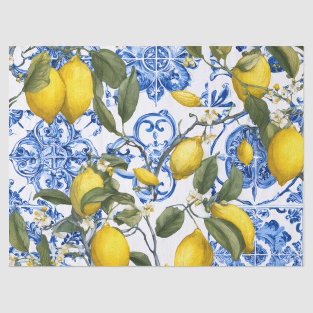 Lemon Mediterranean Decorative Tissue Wrap Paper (Front)