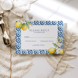 Lemon Mediterranean Summer Wedding RSVP Postcard