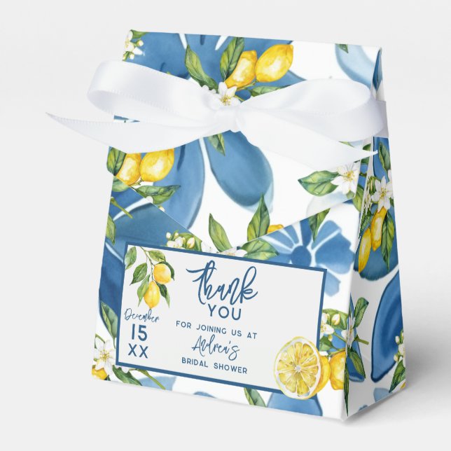 Lemon Mediterranean Tile Bridal Shower Favour Box (Front Side)