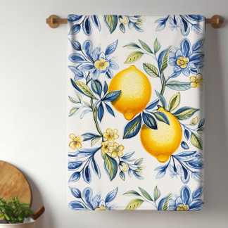 Lemon Mediterranean Tile Tea Towel