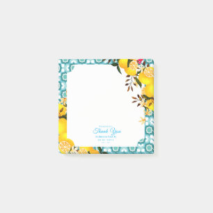 Lemon Mediterranean Tiles Blue Post-it Notes