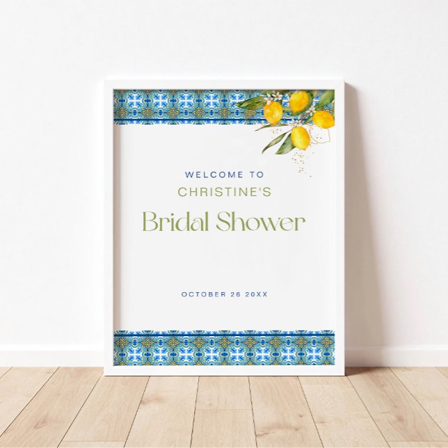 Lemon Mediterranean Tiles Bridal Shower Poster (Creator Uploaded)