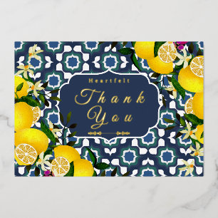 Lemon Mediterranean Tiles  Navy Blue White