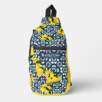 Lemon Mediterranean Tiles  Navy Blue White