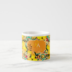 Lemon Mediterranean Tiles  Orange Green Espresso Cup