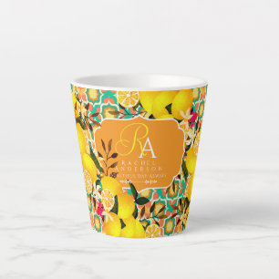 Lemon Mediterranean Tiles  Orange Green Latte Mug