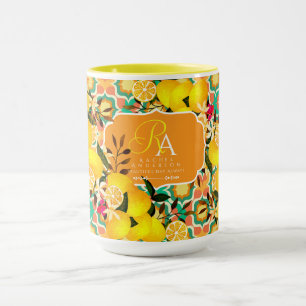Lemon Mediterranean Tiles Orange Green Mug