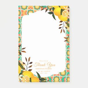 Lemon Mediterranean Tiles Orange Post-it Notes