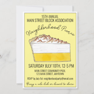 Lemon Meringue Pie Slice Picnic Cookout Potluck Invitation
