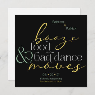 Lemon Mint Booze Food Bad Dance Moves Save theDate Invitation