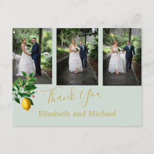 Lemon Mint Green Elegant Wedding Thank You Postcard