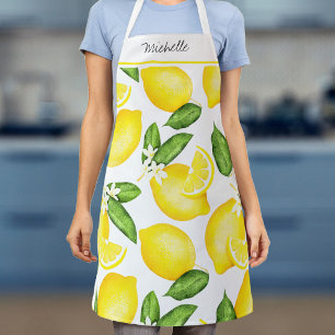Lemon Monogram Botanical Pattern Apron