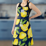 Lemon Monogram Citrus Navy Blue<br><div class="desc">Introducing the Lemon Monogram Citrus Apron, your ultimate companion in the kitchen. This isn't just an apron, it's a symbol of your passion for cooking, a mark of your style, an extension of your culinary personality. The vibrant lemon design isn't just eye-catching, it's an expression of a zest for life,...</div>