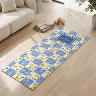 Lemon Monogram Name French Country Tile Pattern Yoga Mat