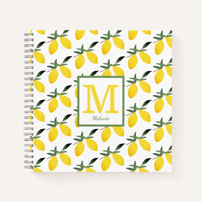 Lemon Monogram Name  Notebook (Front)