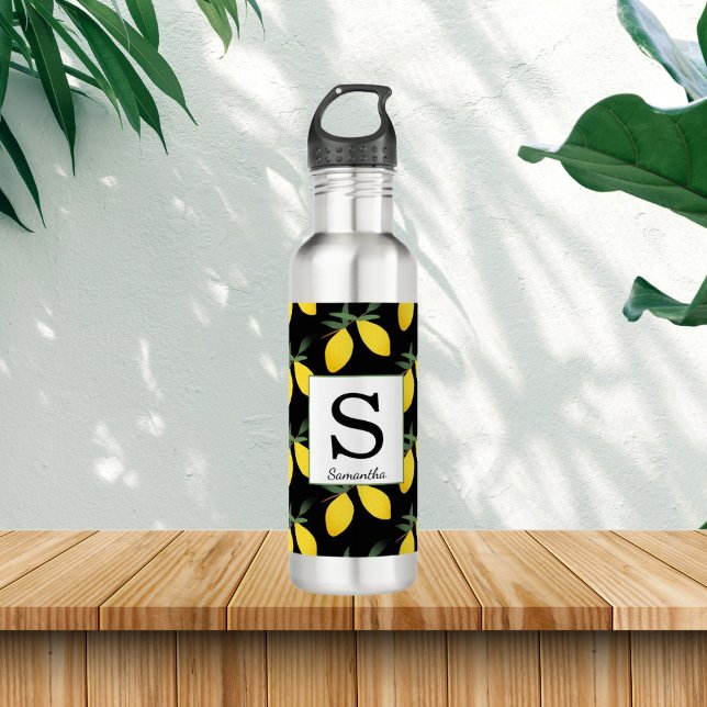 Lemon Monogram Name Water Bottle (Creator Uploaded)