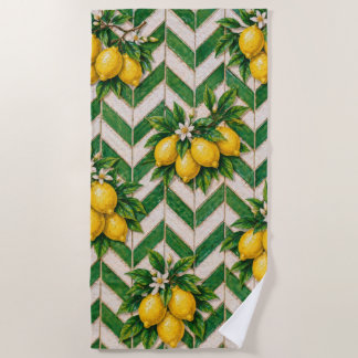 Lemon Moroccan Chevron Tile Beach Towel