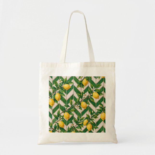 Lemon Moroccan Tile Tote Bag (Front)