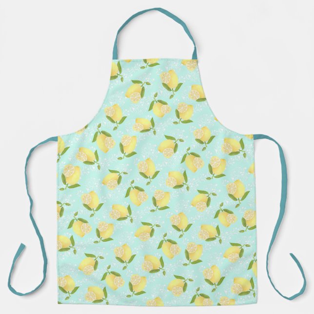 Lemon Motif  Love Blue Apron (Front)