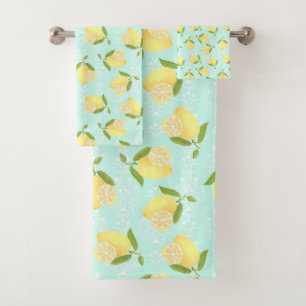 Lemon Motif  Love Blue Bath Towel Set
