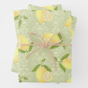 Lemon Motif Love Olive Wrapping Paper Sheet