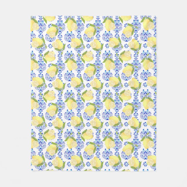 Lemon Motif  Love White Fleece Blanket (Front)