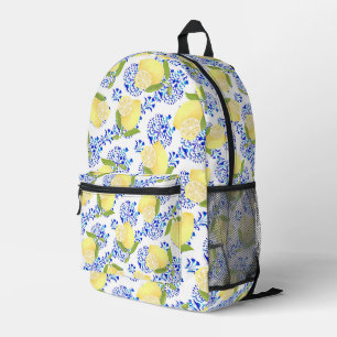 Lemon Motif Love White Printed Backpack