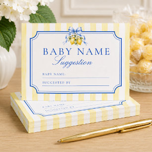 Lemon Neutral Baby Shower Name Suggestion Card