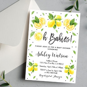 Lemon Oh Babies Twins Baby Shower Invitation