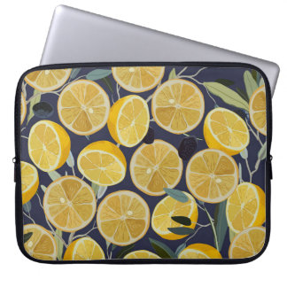 Lemon, olive branch, seamless vintage. laptop sleeve