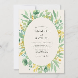Lemon Olive Foliage Eucalyptus Wedding Invitation