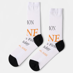 Lemon one happy 1st birthday orange gray retro boh socks