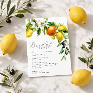 Lemon Orange Citrus Italian Garden Bridal Shower Invitation