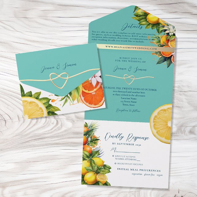 Lemon Orange Citrus Wedding All In One Invitation (Creator Uploaded)