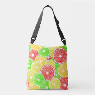 Lemon, orange, grapefruit and lime slices pattern crossbody bag