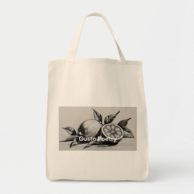 Lemon & Orange Gusto Poetry Tote Bag (Front)