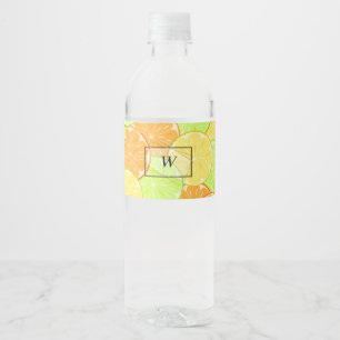 Lemon orange lime fruit pieces personalised fruit water bottle label