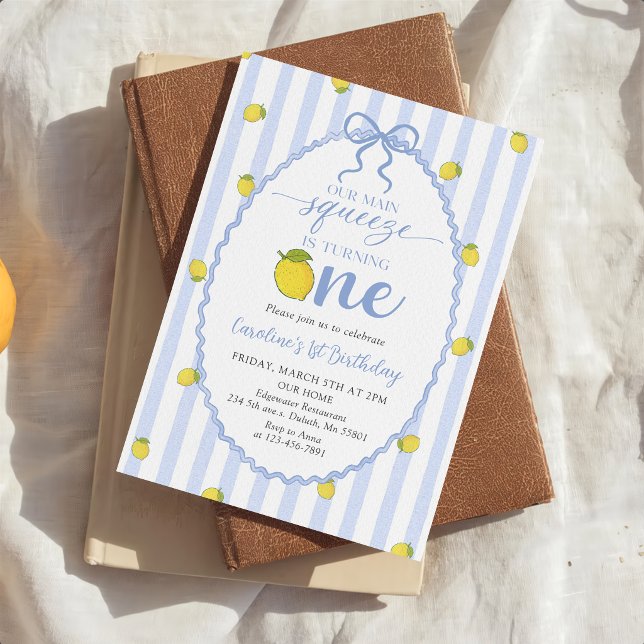 Lemon Our Main Squeeze 1st Birthday Invitation (Creator Uploaded)