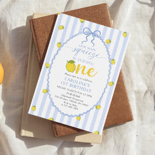 Lemon Our Main Squeeze 1st Birthday Invitation