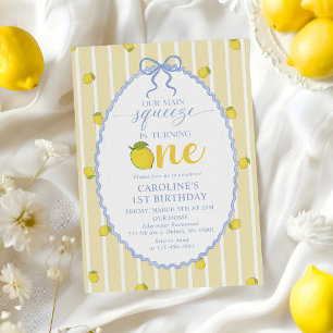 Lemon Our Main Squeeze 1st Birthday Invitation