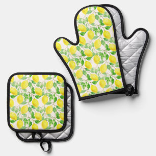 Lemon  oven mitt & pot holder set