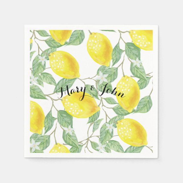 Lemon paper napkins With custom personalise name (Front)