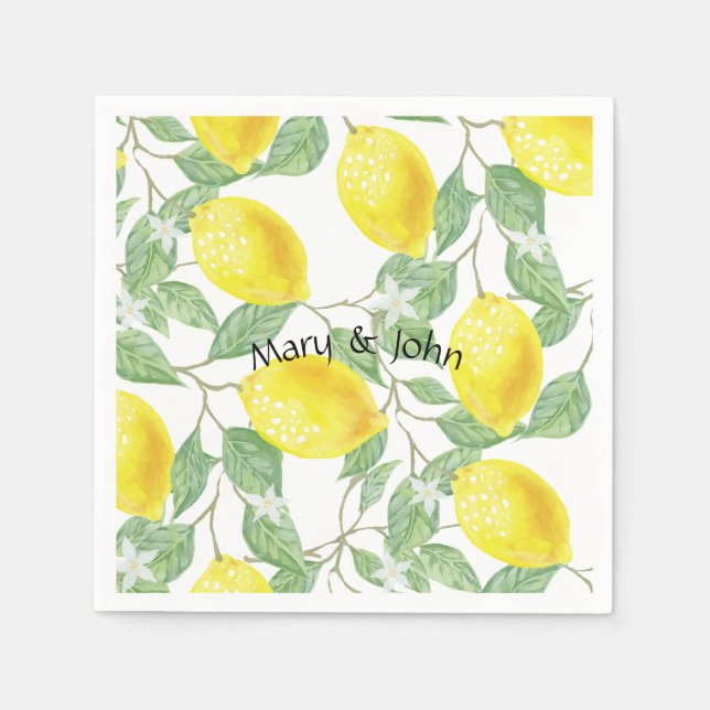 Lemon paper napkins With custom personalise name (Front)