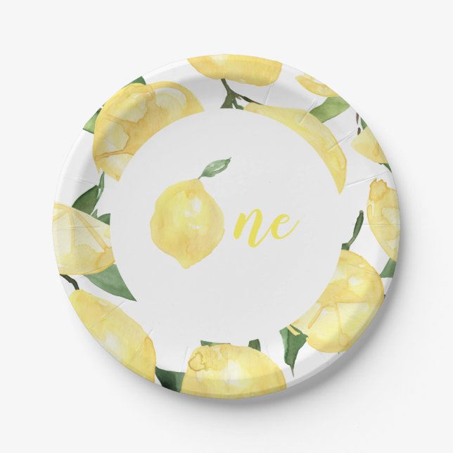 Lemon Paper Plates Lemon First Birthday Citrus One (Front)