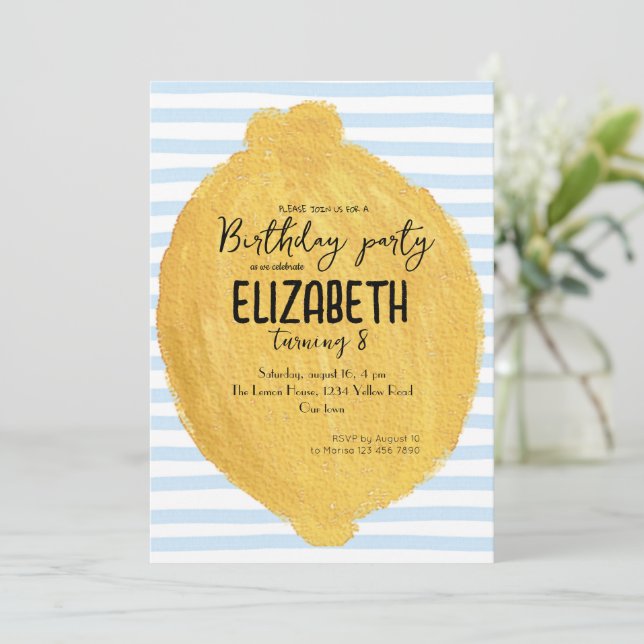 Lemon Party Invite for Kids Birthday (Standing Front)