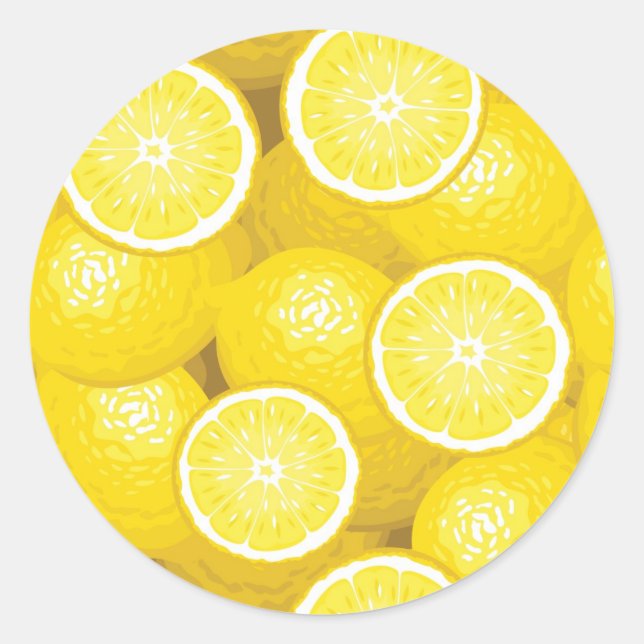 Lemon Pattern 2 Classic Round Sticker (Front)